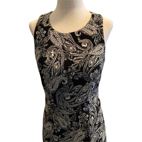 Bisou Bisou Michele Bohbot Size 6 Halter Dress Black White Paisley Knee Length - Picture 5 of 10